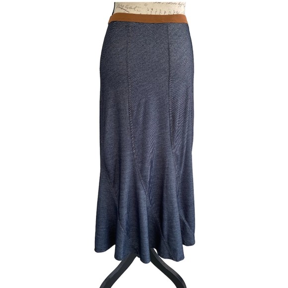 Dresses & Skirts - Soft Denim Like Material Fit Flare Stretch Maxi Skirt Size 12 Blue.